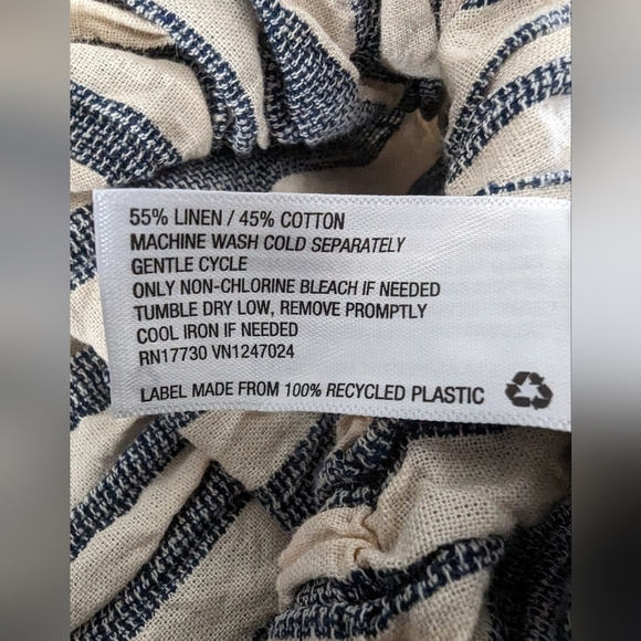 Linen peplum top, Woman's XXL cream with blue stripes - Picture 11 of 12